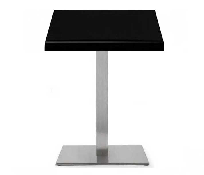 Mesa RHIN, aço inoxidável, base de 73 cms e tampo de 70x70 cms. Cores à escolha, Tableros de 70x70 cms: WERZALIT SM - NEGRO 55