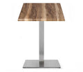 Mesa RHIN, aço inoxidável, base de 73 cms e tampo de 80x80 cms. Cores à escolha, Tableros de 80x80 cms: WER-WOODART, INDIAN SHESMAN 452