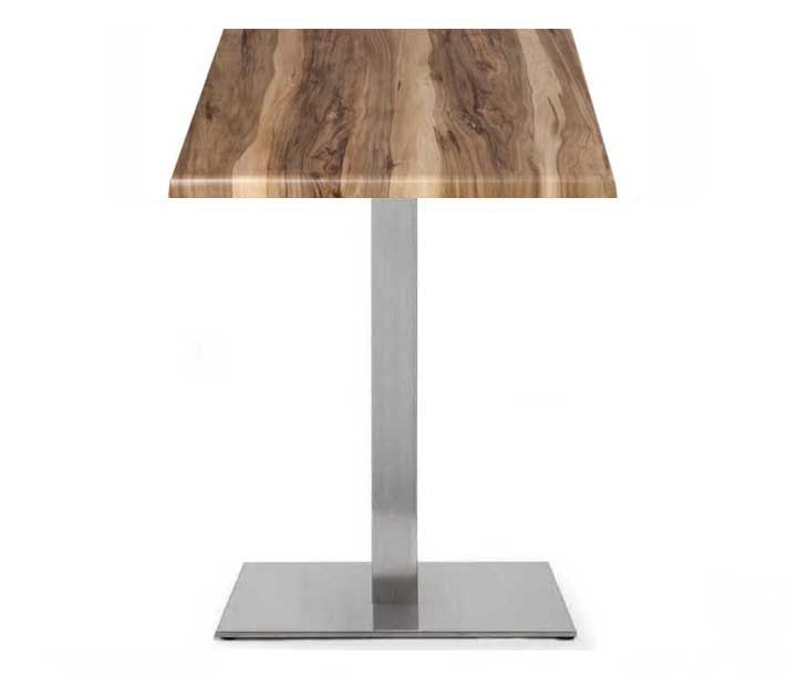 Mesa RHIN, aço inoxidável, base de 73 cms e tampo de 80x80 cms. Cores à escolha, Tableros de 80x80 cms: WER-WOODART, INDIAN SHESMAN 452