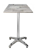 Mesa ROMA, alumínio, 4 braços, base de 112 cms e tampo de 60x60 cms. Cores à escolha, Tableros de 60x60 cms: WER-FANTASY, WHITE BLOCK 7537