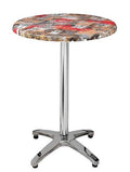 Mesa ROMA, alumínio, 4 braços, base de 112 cms e tampo de 70 cms de diâmetro. Cores à escolha, Tableros de 70 cms: WERZALIT ALEMANIA - BABYLON 213