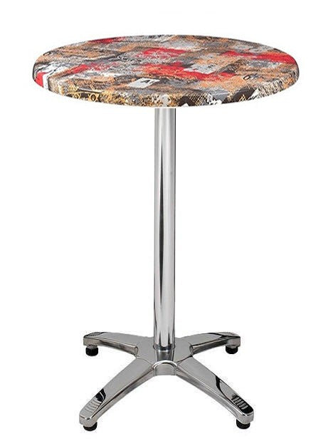 Mesa ROMA, alumínio, 4 braços, base de 112 cms e tampo de 70 cms de diâmetro. Cores à escolha, Tableros de 70 cms: WERZALIT ALEMANIA - BABYLON 213