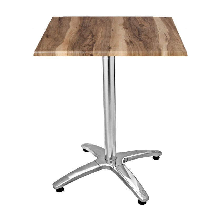 Mesa ROMA, alumínio, 4 braços, base de 72 cms e tampo de 70x70 cms. Cores à escolha, Tableros de 70x70 cms: WER-WOODART, INDIAN SHESMAN 4525
