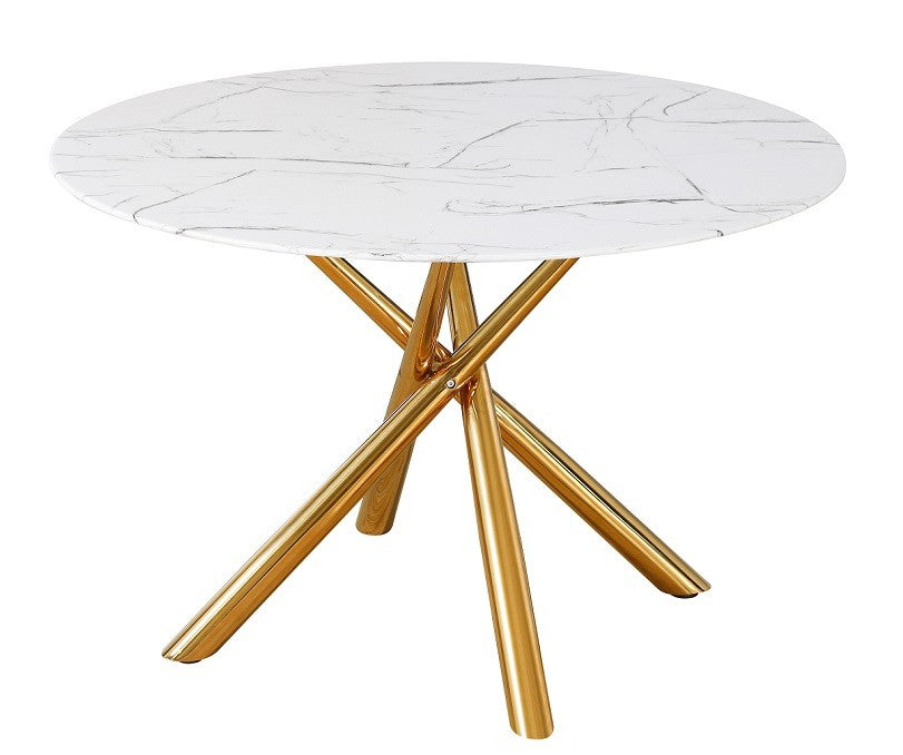 Mesa SAHARA, metal dourado, tampo vidro temperado 120 cms de diâmetro