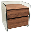Mesa SEBAS, vidro curvado, 2 gavetas, 50x43 cms