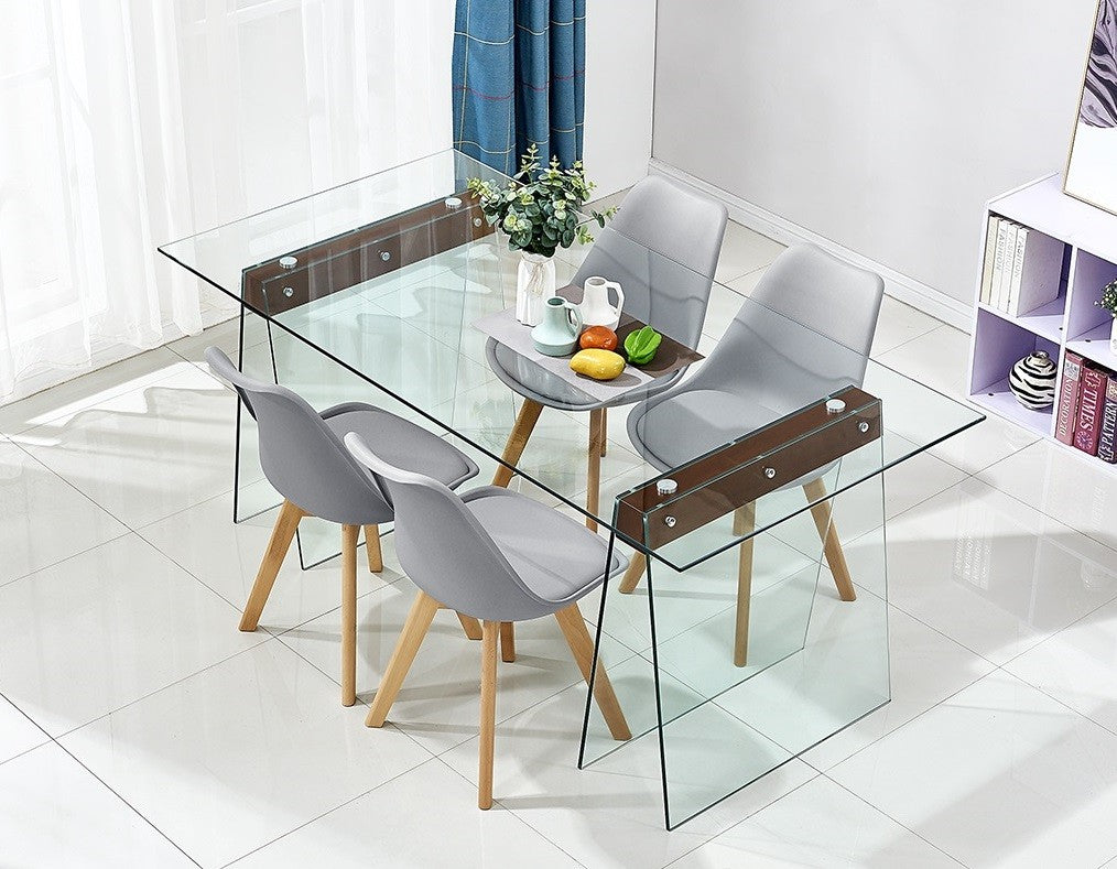Mesa SELENE, madeira, vidro, 200x90 cms