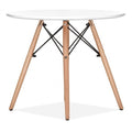 Mesa STAR, base madeira, tampo blanco, 100 cms de diámetro