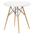 Mesa STAR, base madeira, tampo blanco, 80 cms de diámetro