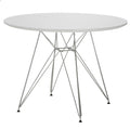 Mesa STAR, cromada, tampo branco, 100 cms de diâmetro