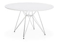 Mesa STAR, cromada, tampo branco, 120 cms de diâmetro