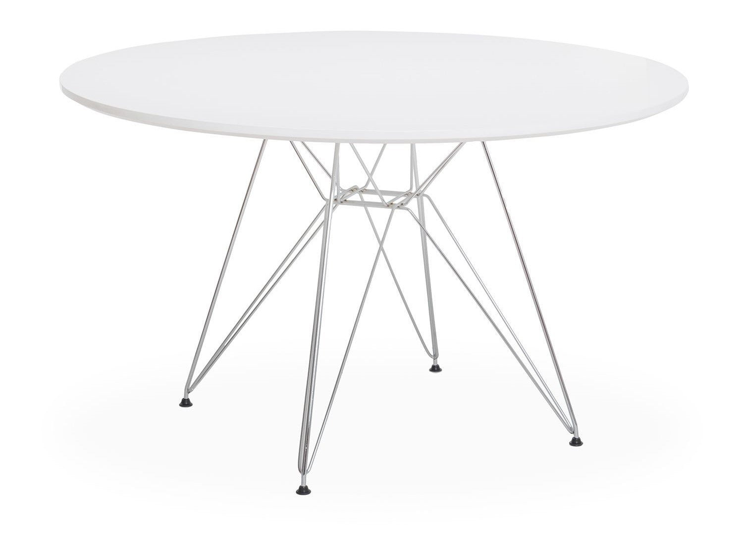Mesa STAR, cromada, tampo branco, 120 cms de diâmetro