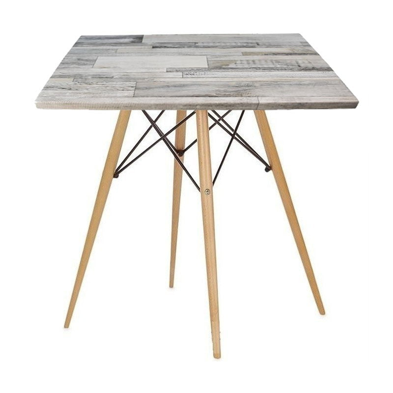 Mesa STAR, madeira, base de 71 cms e tampo de mesa de 60x60 cms. Cores à escolha, Tableros de 60x60 cms: WER-FANTASY, WHITE BLOCK 7537