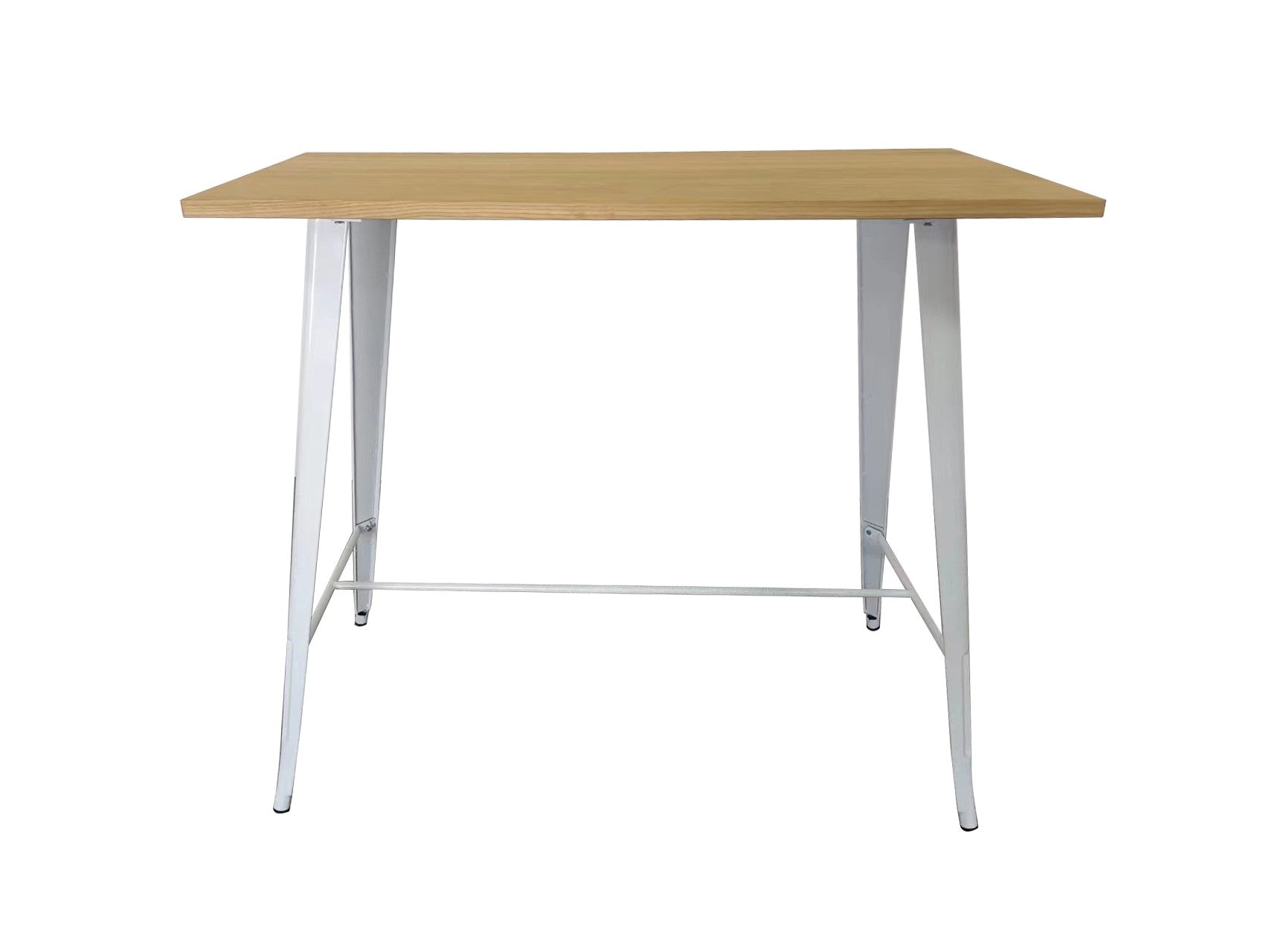 Mesa TOL, alta, aço, branca, madeira, 120x60 cms