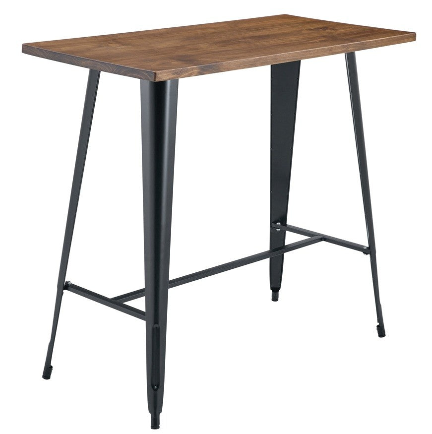 Mesa TOL EK WOOD, alta, aço, madeira, preta, 120x60 cms