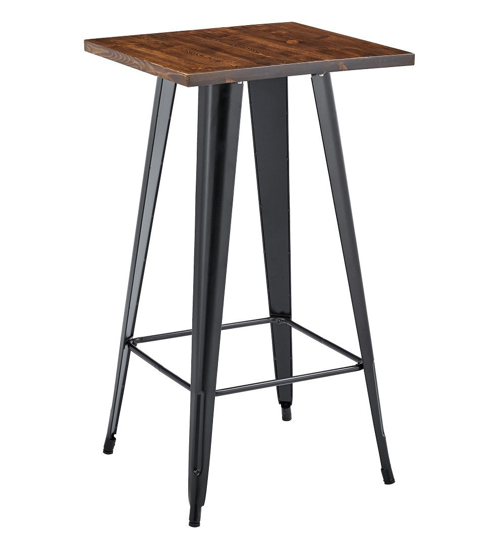 Mesa TOL EK WOOD, alta, aço, madeira, preta, 60x60 cms
