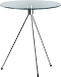 Mesa TRIPLICATE, baixa, cromada, vidro, 50 cms diâmetro.