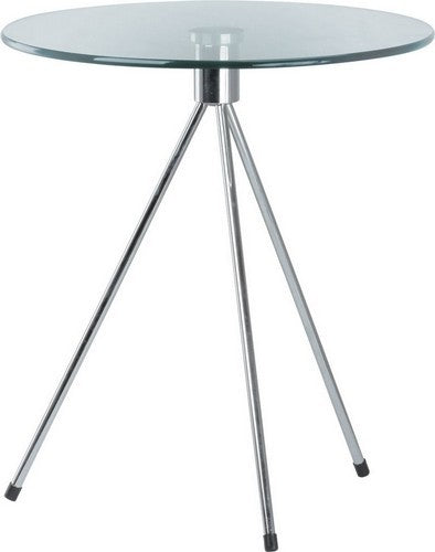 Mesa TRIPLICATE, baixa, cromada, vidro, 50 cms diâmetro.
