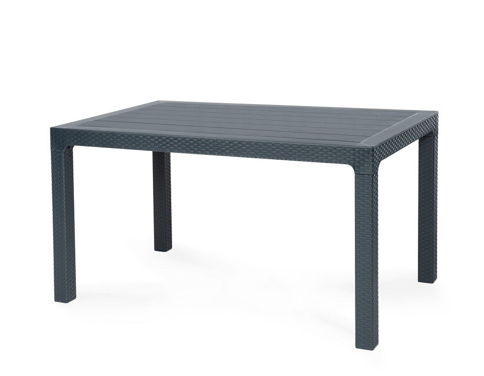 Mesa TROPICAL, ratán, polipropileno antracite, 150x90 cms