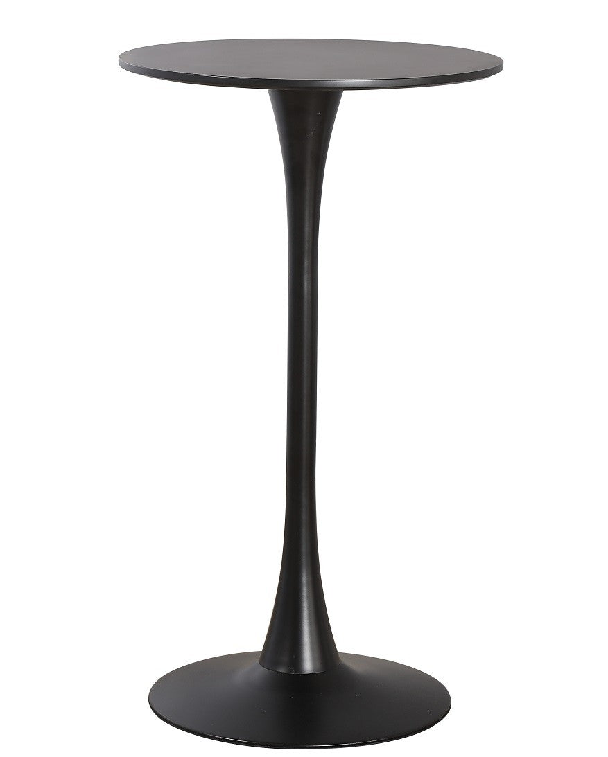 Mesa TUL, alta, metal, preta, tampo preto, 60 cms de diâmetro