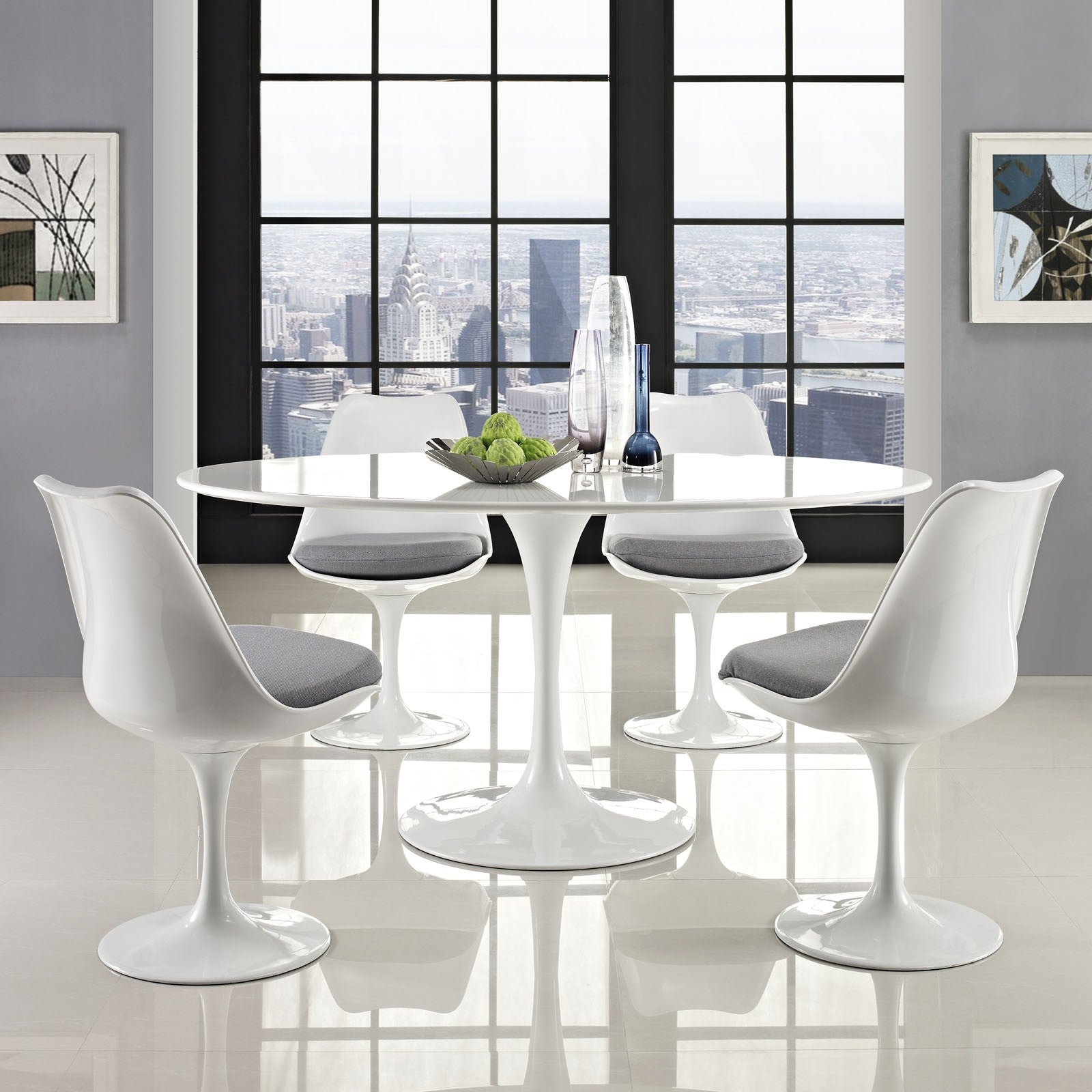 Mesa TUL, fibra de vidro, tampo lacado branco, 160 x 90 cms