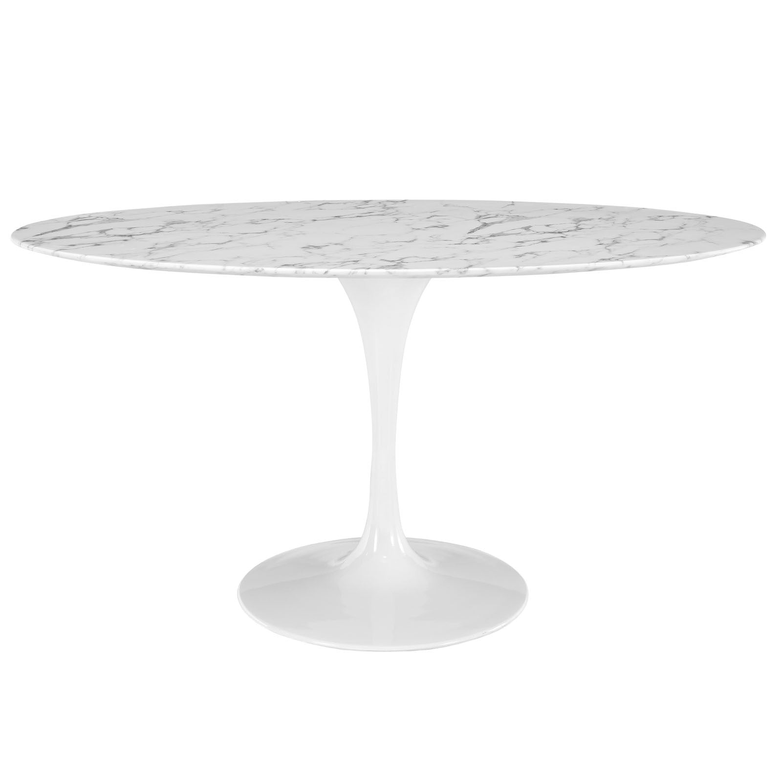 Mesa TUL, fibra de vidro, tampo mármore branco, 160 x 90 cms