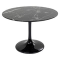 Mesa TUL, fibra de vidro, tampo mármore marquina preto, 120 cms de diâmetro