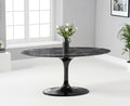 Mesa TUL, fibra de vidro, tampo mármore preto, 160 x 90 cms