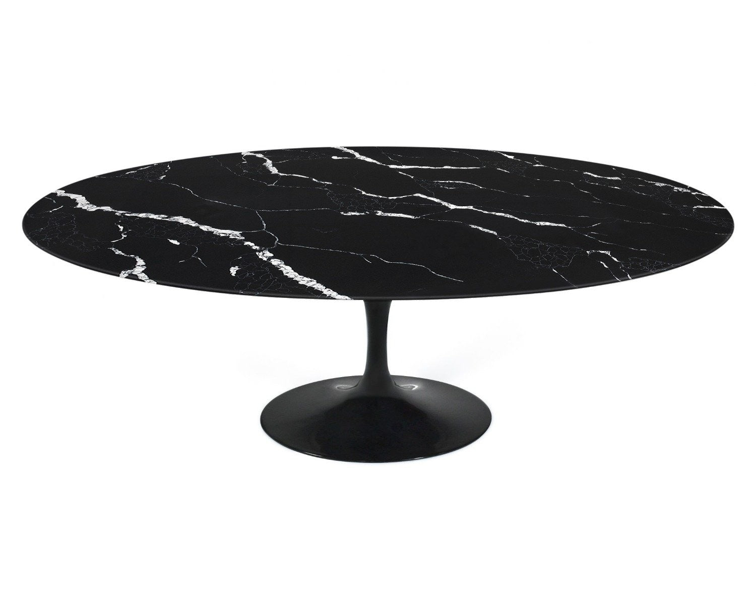Mesa TUL, fibra de vidro, tampo mármore preto, 180 x 108 cms