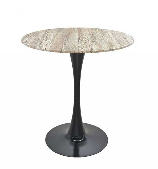 Mesa TULIP, base de 70 cms e tampo de mesa de 60 cms de diâmetro. Cores à escolha, Tablero de 60 cms.: WERZALIT SM - MONTPELLIER 214, Base TULIP altura 70 cms: Preta