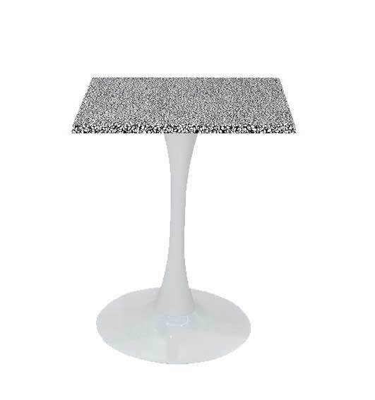 Mesa TULIP, base de 70 cms e tampo de mesa de 60x60 cms. Cores à escolha, Tableros de 60x60 cms: WERZALIT ALEMANIA - PIAZZA 102, Base TULIP altura 70 cms: Branca