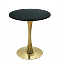 Mesa TULIP, base de 70 cms e tampo de mesa de 80 cms de diâmetro. Cores à escolha, Tableros de 80 cms: WERZALIT SM - NEGRO 55, Base TULIP altura 70 cms: Dorada