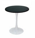 Mesa TULIP, base de 70 cms e tampo de mesa de 80 cms de diâmetro. Cores à escolha, Tableros de 80 cms: WERZALIT SM - NEGRO 55, Base TULIP altura 70 cms: Branca