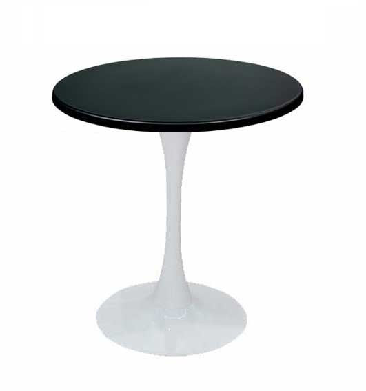 Mesa TULIP, base de 70 cms e tampo de mesa de 80 cms de diâmetro. Cores à escolha, Tableros de 80 cms: WERZALIT SM - NEGRO 55, Base TULIP altura 70 cms: Branca