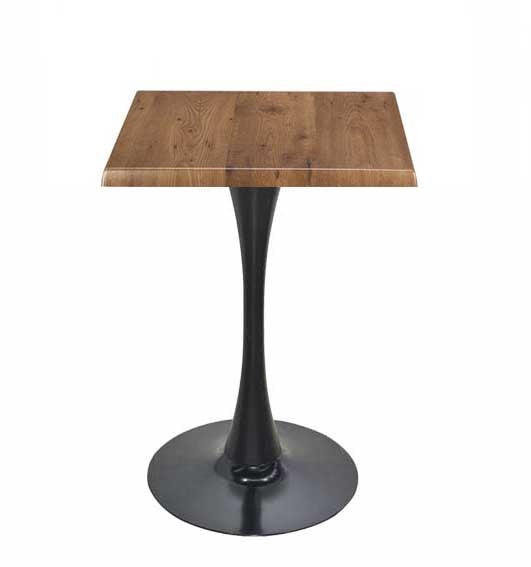 Mesa TULIP, base de 70 cms e tampo de mesa de 80x80 cms. Cores à escolha, Tableros de 80x80 cms: WERZALIT SM - ROBLE ANTIGUO 316, Base TULIP altura 70 cms: Preta