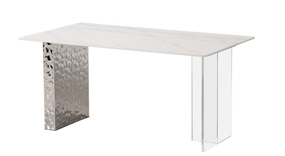 Mesa VENETO, aço inoxidável, acrílico, tapa de cerâmica 160 x 90 cms
