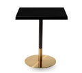 Mesa VERSALLES NEW, dourada e preta, base de 72 cms e tampo de mesa de 60x60 cms. Cores á escolha, Tableros de 60x60 cms: WERZALIT SM - NEGRO 55