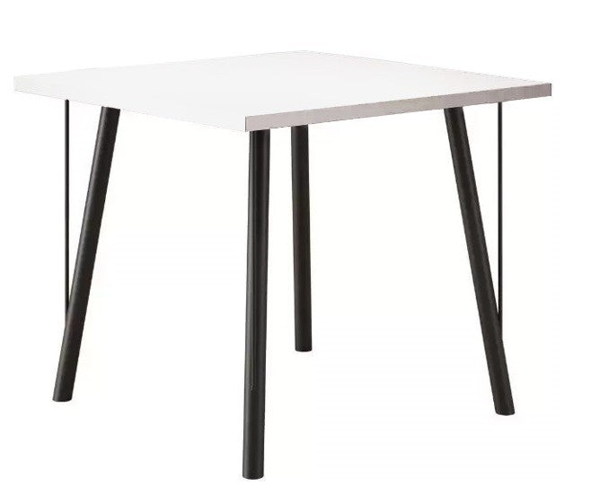 Mesa YAN, metal preto, tampo MDP branco, 80x80 cms