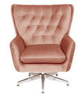 Poltrona BÉCQUER,  giratória, ajustável, tecido velvet rosa