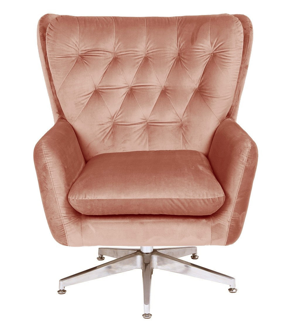 Poltrona BÉCQUER,  giratória, ajustável, tecido velvet rosa