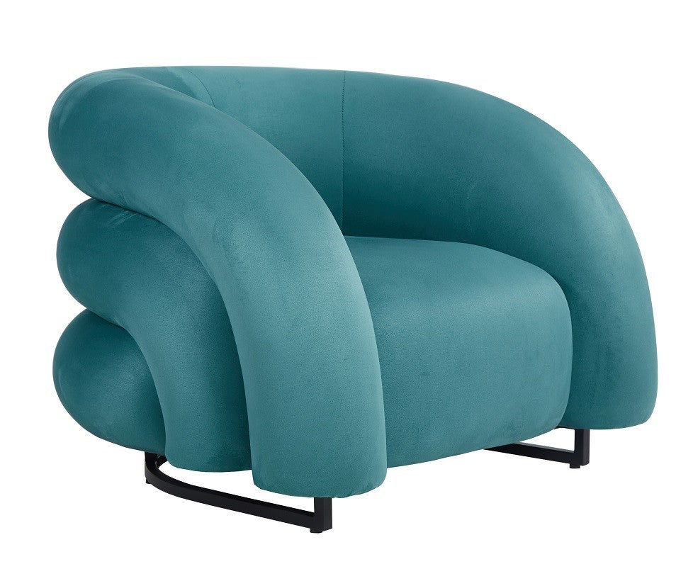 Poltrona KARLOVY, tecido velvet turquesa