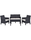 Set ADRIÁTICO, 2 Poltronas + Sofá 2 lugares + mesa, polipropileno antracite, coxim beige