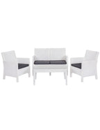Set ADRIÁTICO, 2 Poltronas + Sofá 2 lugares + mesa, polipropileno castanho, coxim bege