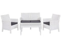 Set ADRIÁTICO, 2 Poltronas + Sofá 2 lugares + mesa, polipropileno branco, coxim antracite