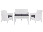 Set ADRIÁTICO, 2 Poltronas + Sofá 2 lugares + mesa, polipropileno branco, coxim antracite