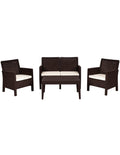 Set ADRIÁTICO, 2 Poltronas + Sofá 2 lugares + mesa, polipropileno castanho, coxim bege