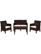 Set ADRIÁTICO, 2 Poltronas + Sofá 2 lugares + mesa, polipropileno castanho, coxim bege