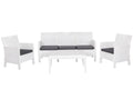 Set ADRIÁTICO, 2 Poltronas + Sofá 3 lugares + mesa, polipropileno branco, coxim antracite