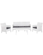 Set ADRIÁTICO, 2 Poltronas + Sofá 3 lugares + mesa, polipropileno antracite, coxim beige