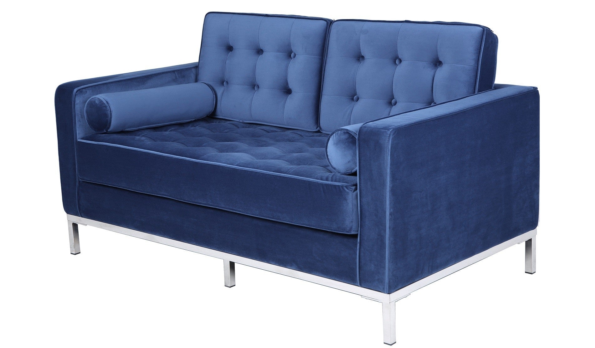Sofá ARLES, 2 lugares, tecido velvet azul