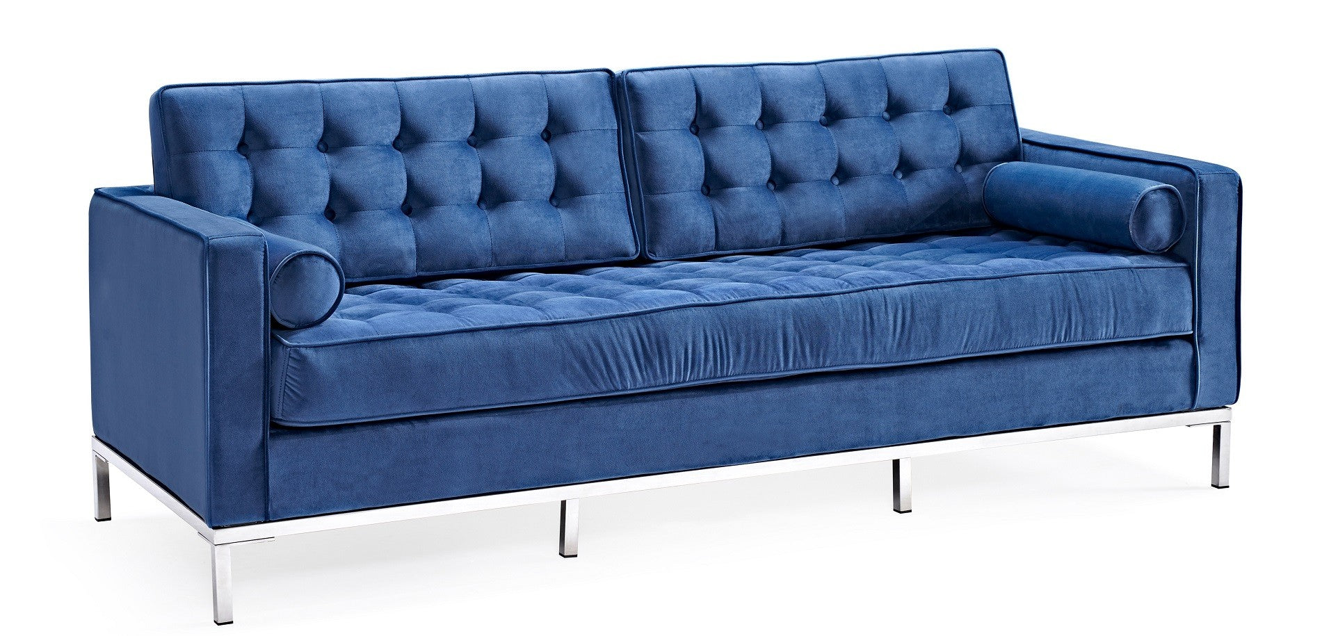 Sofá ARLES, 3 lugares, tecido velvet azul